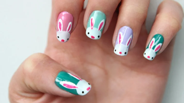 Bunnies and Eggs Manicure Art