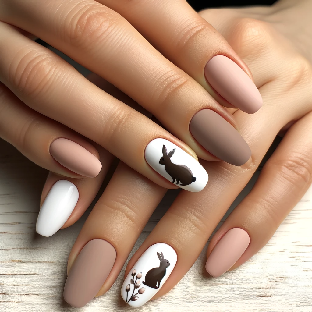 Bunny Silhouettes Easter Nail Designs