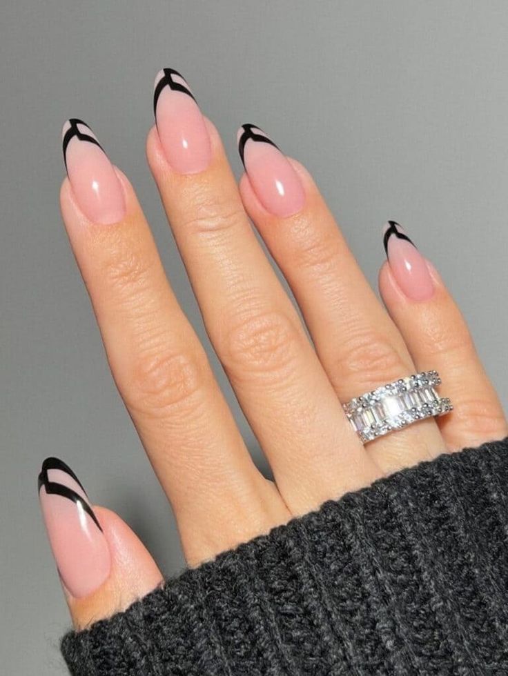 French Tip Nail Designs with Geometrical Patterns